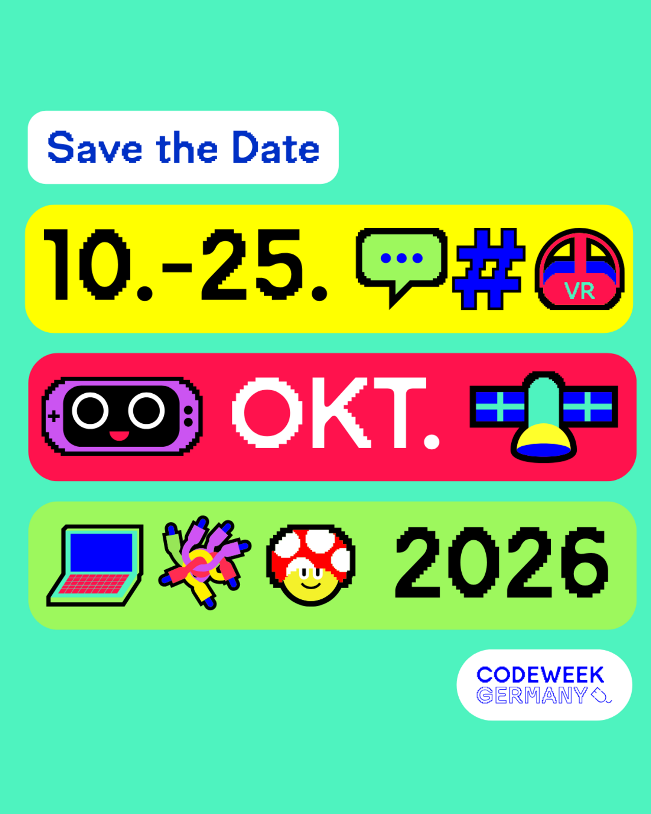 Grafik: Save the Date, 10.-25. Oktober 2026